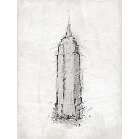 Empire Sketch White Modern Wood Framed Art Print by OnRei