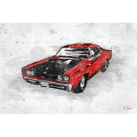 MuscleCar  A Black Modern Wood Framed Art Print with Double Matting by OnRei