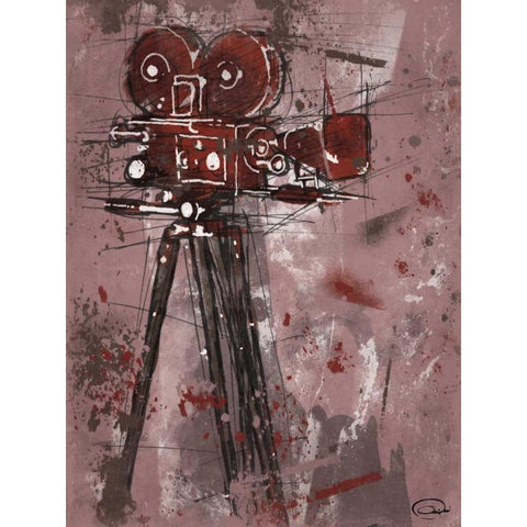 MOVIE RED Black Modern Wood Framed Art Print by OnRei