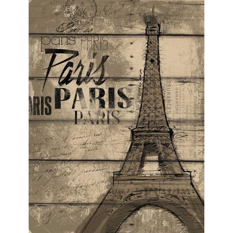 Natural Paris Clean Black Modern Wood Framed Art Print with Double Matting by OnRei