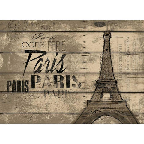 Natural Paris Clean Horizontal Black Modern Wood Framed Art Print by OnRei