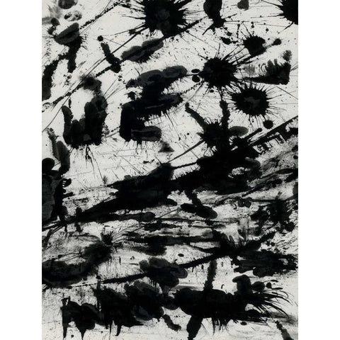 Splatter 2 Black Modern Wood Framed Art Print with Double Matting by OnRei