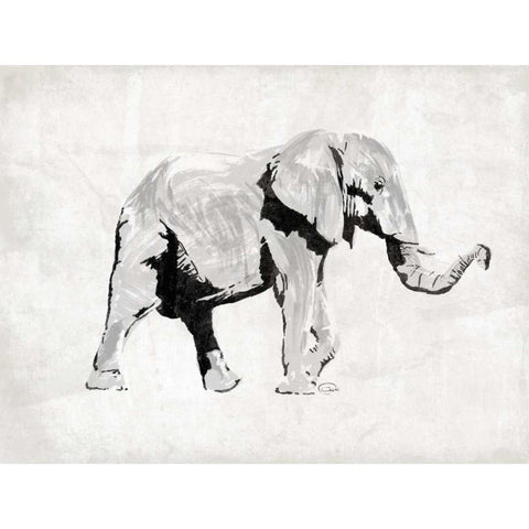 Elephant Trunk Up White Modern Wood Framed Art Print by OnRei