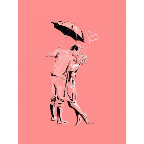 Romantic Love Pink Black Modern Wood Framed Art Print with Double Matting by OnRei