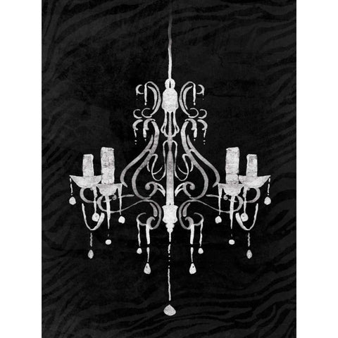 Black Chandelier 1 White Modern Wood Framed Art Print by OnRei