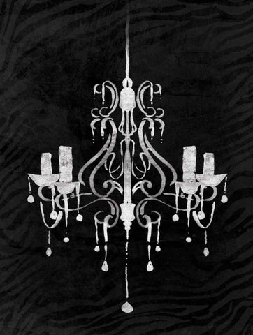 Black Chandelier 1 White Modern Wood Framed Art Print with Double Matting by OnRei