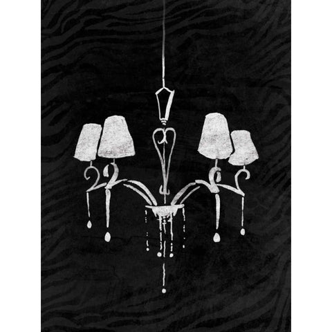 Black Chandelier 2 White Modern Wood Framed Art Print by OnRei