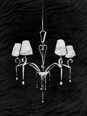 Black Chandelier 2 Black Ornate Wood Framed Art Print with Double Matting by OnRei