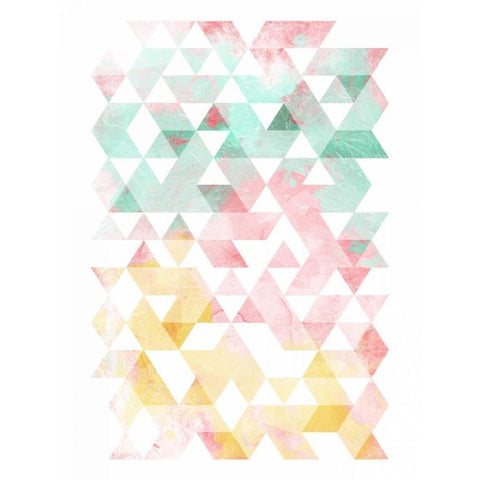 Pastel Triangles Mate White Modern Wood Framed Art Print by OnRei