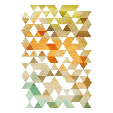 Soft Earth Triangles White Modern Wood Framed Art Print by OnRei