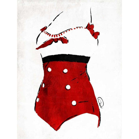 Vintage Swimsuit 3 Black Modern Wood Framed Art Print by OnRei