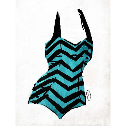 Vintage Swimsuit 4 Black Modern Wood Framed Art Print with Double Matting by OnRei