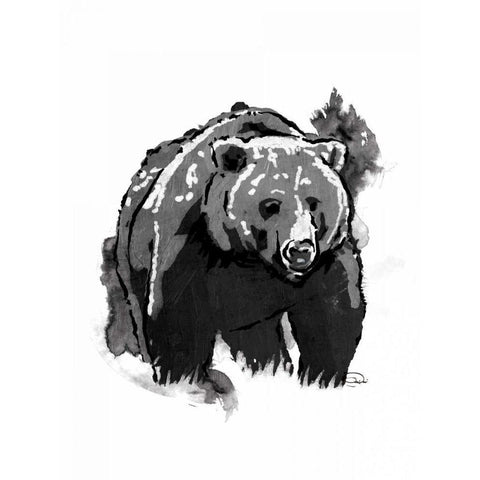 Black Bear White Modern Wood Framed Art Print by OnRei