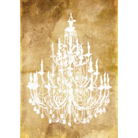 Gold Chandelier White Modern Wood Framed Art Print by OnRei