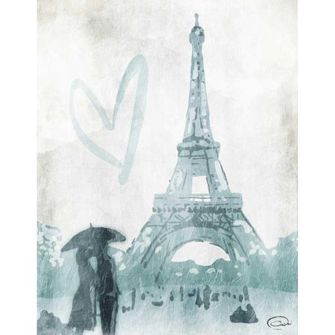 Eiffel Love White Modern Wood Framed Art Print by OnRei