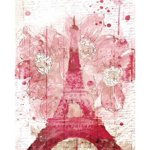 Paris Bloom White Modern Wood Framed Art Print by OnRei