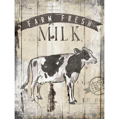 Farm Fresh Milk Gold Ornate Wood Framed Art Print with Double Matting by OnRei