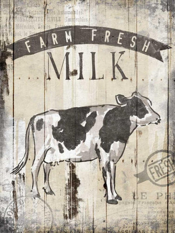 Farm Fresh Milk Black Ornate Wood Framed Art Print with Double Matting by OnRei