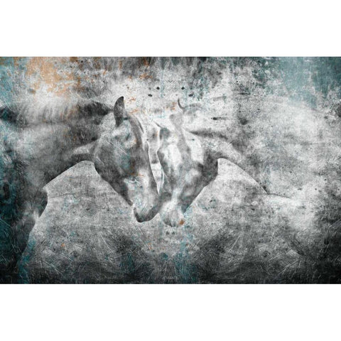 Love Horses White Modern Wood Framed Art Print by OnRei