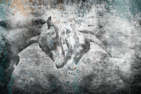 Love Horses White Modern Wood Framed Art Print with Double Matting by OnRei