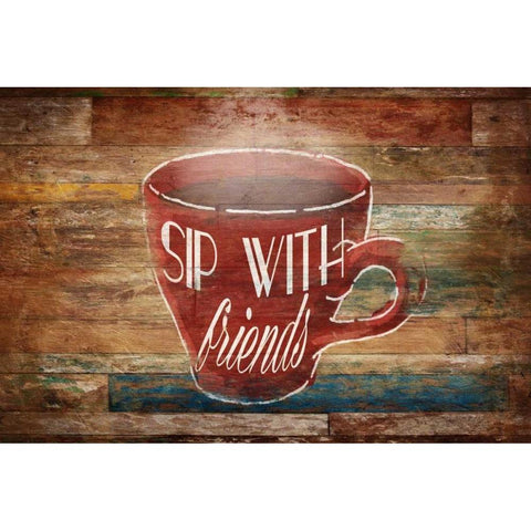 Sip With Friends White Modern Wood Framed Art Print by OnRei