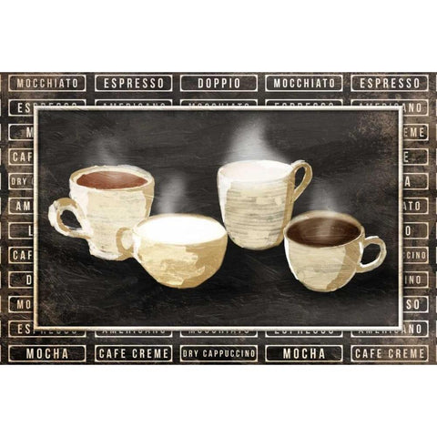 Row Of Coffee Gold Ornate Wood Framed Art Print with Double Matting by OnRei