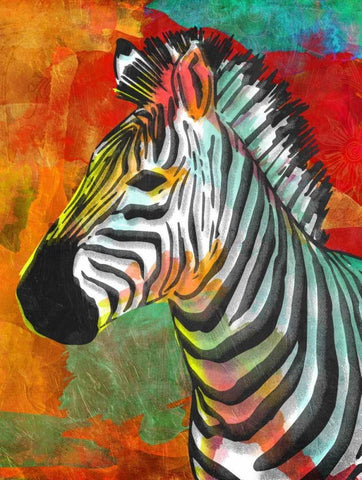 Vibrant Zebra White Modern Wood Framed Art Print with Double Matting by OnRei