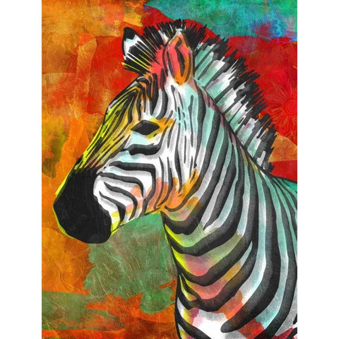 Vibrant Zebra Gold Ornate Wood Framed Art Print with Double Matting by OnRei