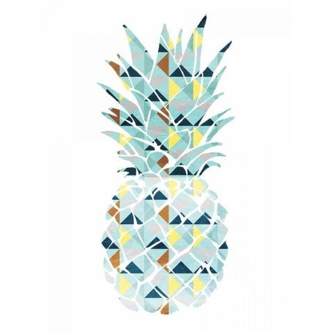 Pineapple Triangles White Modern Wood Framed Art Print by OnRei