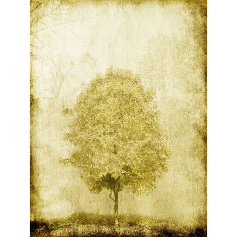 Golden Tree White Modern Wood Framed Art Print by OnRei