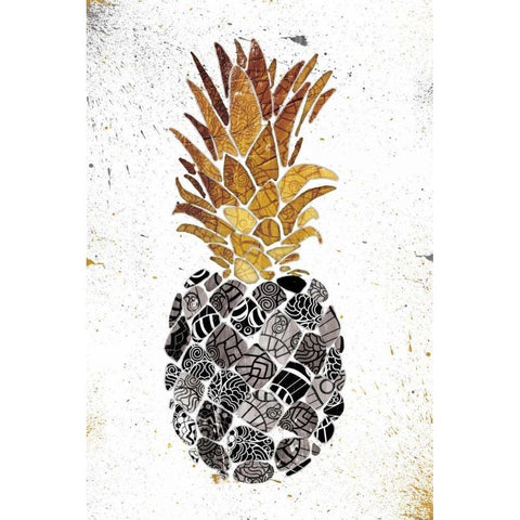 Golden Mandala Pineapple Black Modern Wood Framed Art Print by OnRei