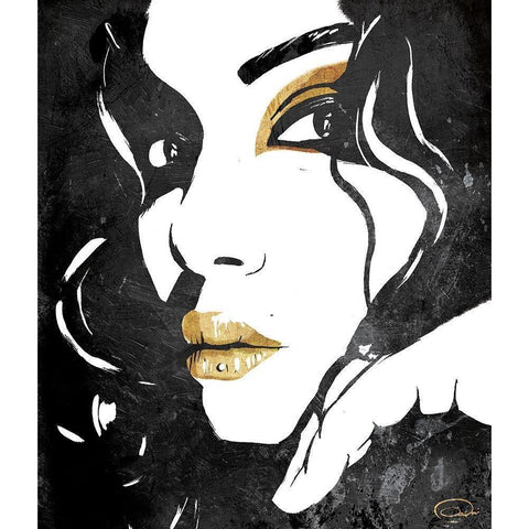 Divine Gold Black Modern Wood Framed Art Print by OnRei