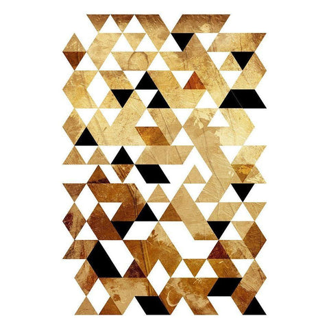 Golden Triangles Mate Gold Ornate Wood Framed Art Print with Double Matting by OnRei