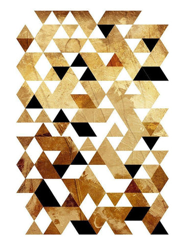 Golden Triangles Mate Black Ornate Wood Framed Art Print with Double Matting by OnRei