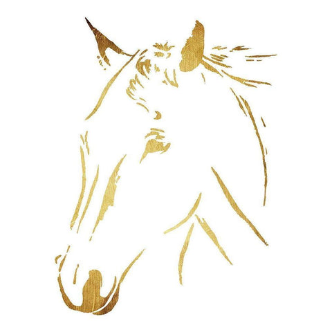 Gold Horse White Modern Wood Framed Art Print by OnRei