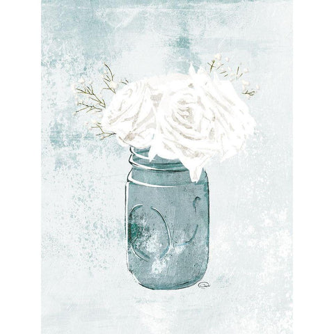 Flowers In A Jar White Modern Wood Framed Art Print by OnRei