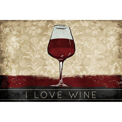 I Love Wine Gold Ornate Wood Framed Art Print with Double Matting by OnRei