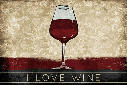 I Love Wine Black Ornate Wood Framed Art Print with Double Matting by OnRei