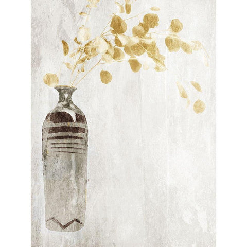 Yellow Flowers In Vase White Modern Wood Framed Art Print by OnRei