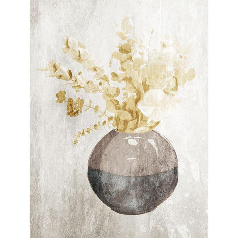 Yellow Flowers In Vase Mate White Modern Wood Framed Art Print by OnRei