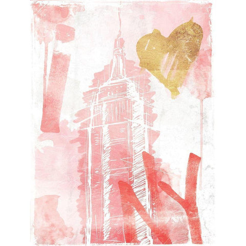 I Love NY Blush White Modern Wood Framed Art Print by OnRei