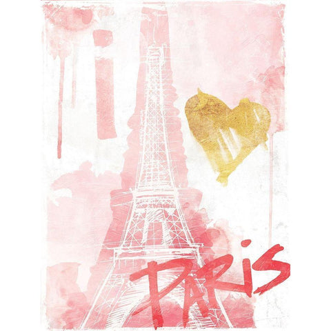 I Love Paris Blush White Modern Wood Framed Art Print by OnRei