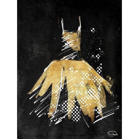 Gold Dress White Dots Black Modern Wood Framed Art Print with Double Matting by OnRei