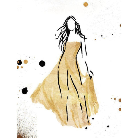 Form Dress Gold Black Modern Wood Framed Art Print by OnRei