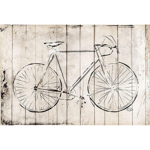 Grey Bike Gold Ornate Wood Framed Art Print with Double Matting by OnRei