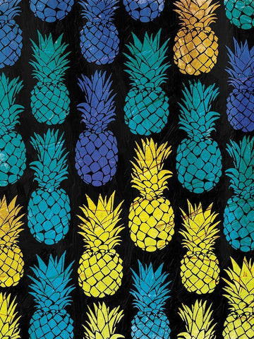 Multi Pineapples White Modern Wood Framed Art Print with Double Matting by OnRei