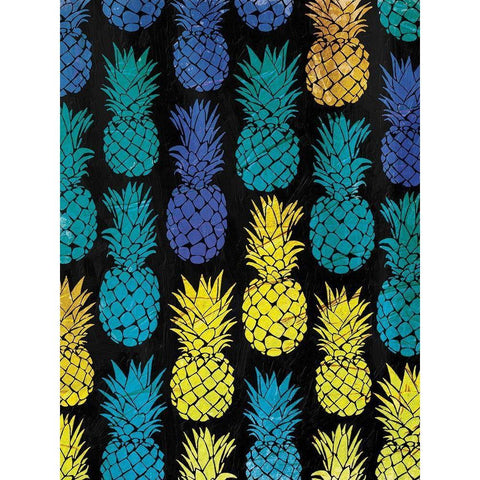 Multi Pineapples Black Modern Wood Framed Art Print with Double Matting by OnRei