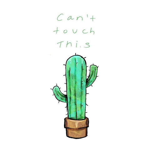 Cant Touch This Cactus Black Modern Wood Framed Art Print with Double Matting by OnRei