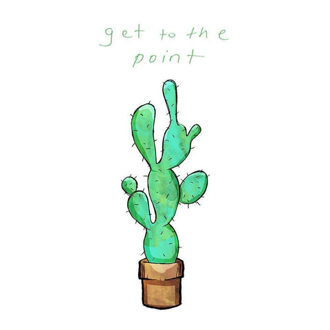 Get To The Point Cactus Black Modern Wood Framed Art Print with Double Matting by OnRei