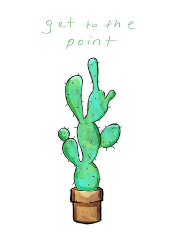 Get To The Point Cactus Black Ornate Wood Framed Art Print with Double Matting by OnRei